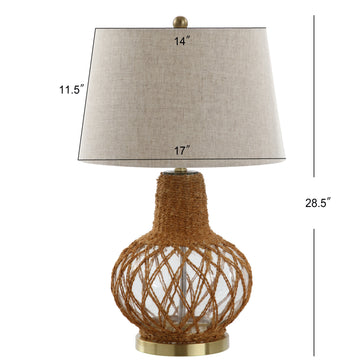Joseph 28.5" Glass /Rope LED Table Lamp - JONATHAN Y